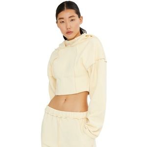 Danielle Guizio Cropped Fleece Corset Hoodie